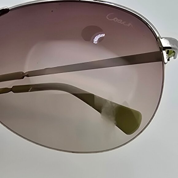 Coach S1013 045 Silver Frame Brown Gradient Lens Semi Rimless Aviator Sunglasses main image 5